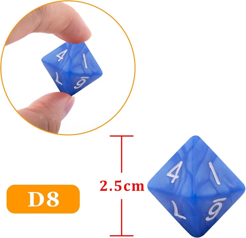 AUSTOR 42 Pieces Polyhedral Dice 8 Sided Game Dice Set Mixed Color Dices Assortment with a Black Velvet Storage Bag for DND RPG MTG Table Games - Image 3